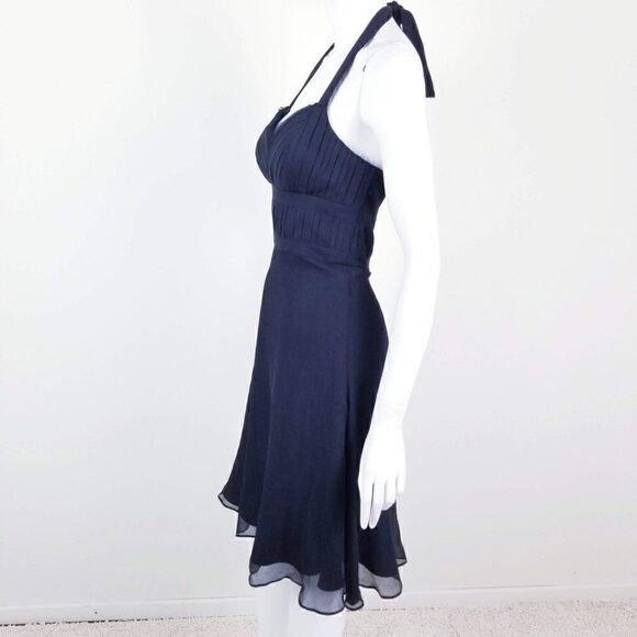 WHBM Womens Size 0 Black Silk Halter Top Cocktail Mini Dress NWT - Picture 5 of 8